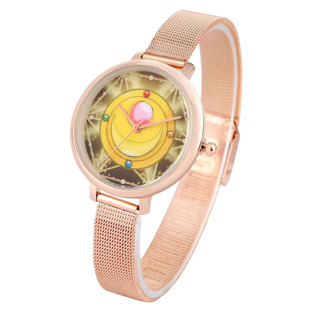 Модные женские кварцевые часы Сейлор Мун дизайнерские для девочек ремешок из