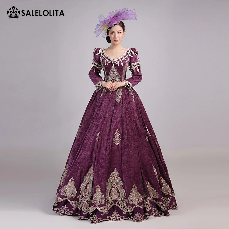 Уникальное темно красное бархатное платье с вышивкой Marie Antoinette рождественское