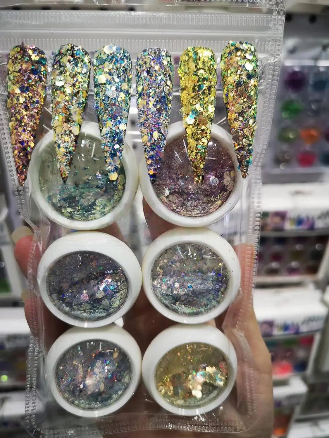 

6 Box/set 3D Nail Art Glitter Sequins Mix Size Gradient Colors Nail Glitter Powder Sequins Flakes For Manicure Decoration jds20