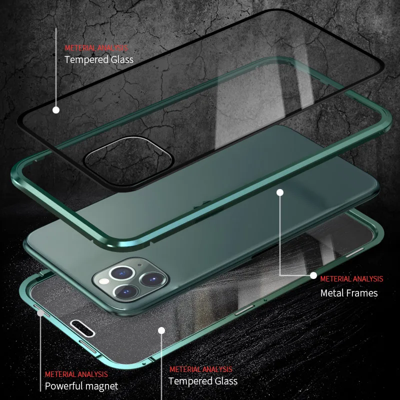 Для iPhone XS MAX анти-открытый чехол для телефона XR Магнитная Адсорбция двойное стекло в рамке i7 8P защитный чехол