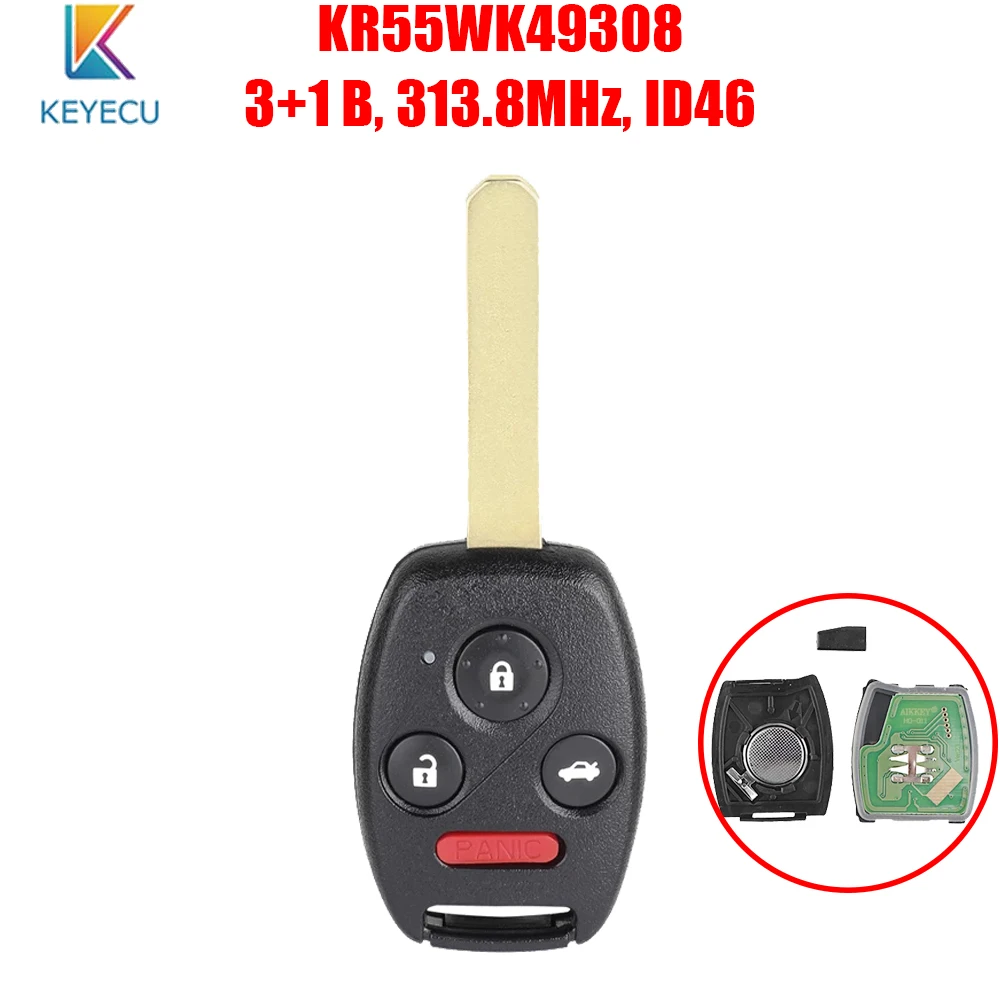 KEYECU KR55WK49308 для Honda Civic Pilot Accord Sedan 2008 2009 2010 2011 2012 дистанционный Автомобильный ключ ID46