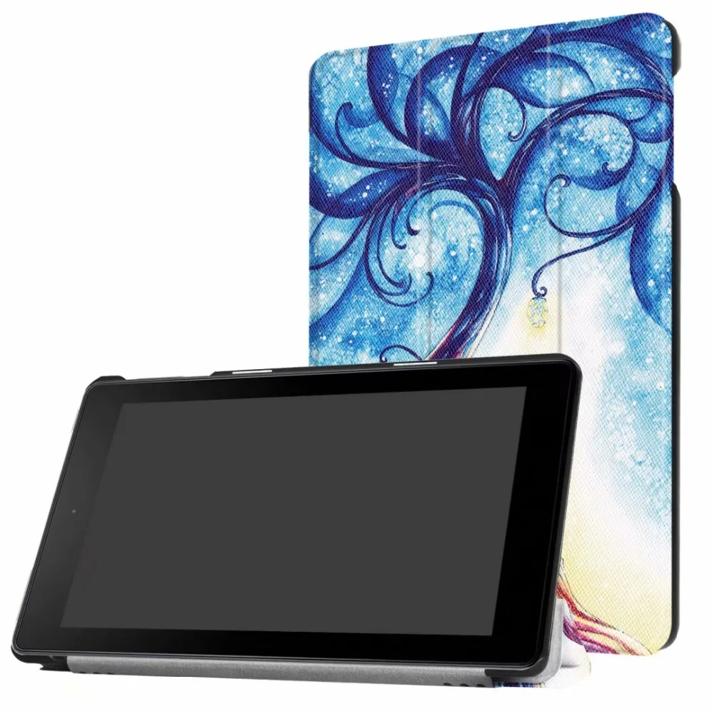 Для Amazon kindle fire hd 8 цветной принт из искусственной кожи флип умный чехол для kindle fire hd8+ Бесплатный 3 подарка