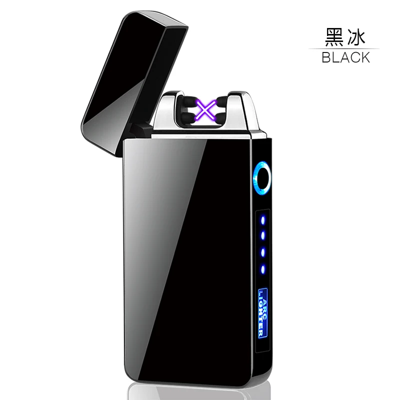 Новая ветрозащитная электронная сигаретная зажигалка, горячая Распродажа, двойная дуговая сигарная плазменная зажигалка, светодиодный дисплей питания, usb зарядка, импульсная зажигалка