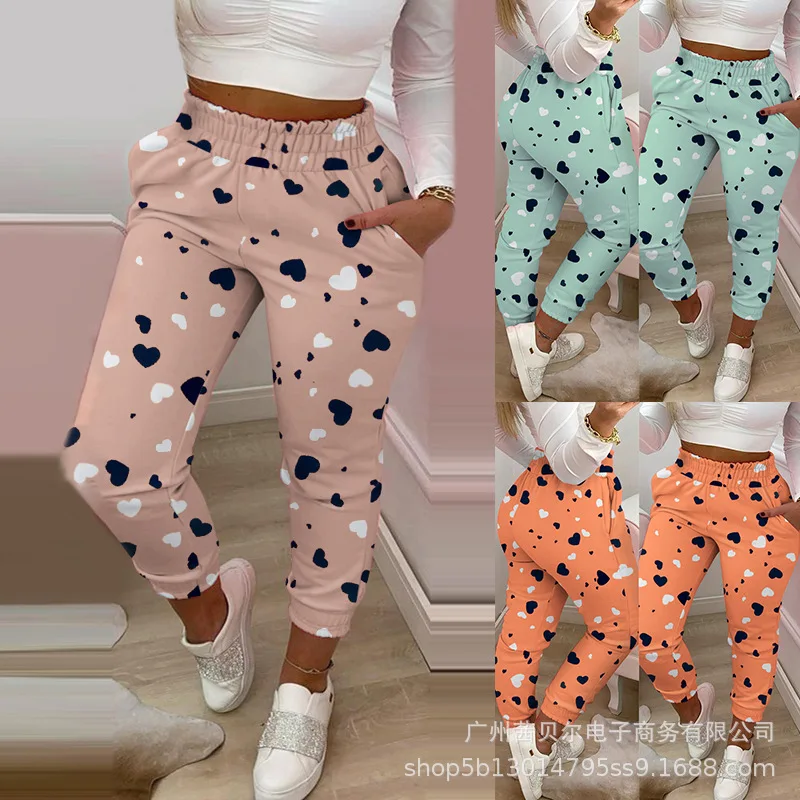 

Casual Pants Women's Clothing 2021 Pure Summer Fashion Solid Color Printing Reef Tail Bag Design Sportswear Women's Pants