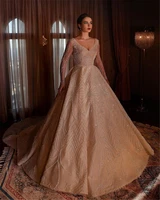 2021 dubai luxury a line wedding dresses for bride long sleeve wedding gown zipper beaded rhinestone princess bridal dress