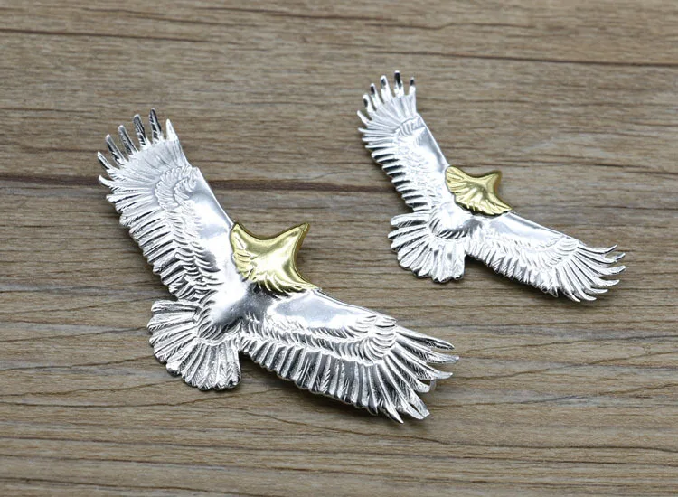

Takahashi Kagura Goro's Thai Silver Retro Necklace Pendant Feathers 925 Sterling Silver Pendant Eagle Wings Men Women Jewelry