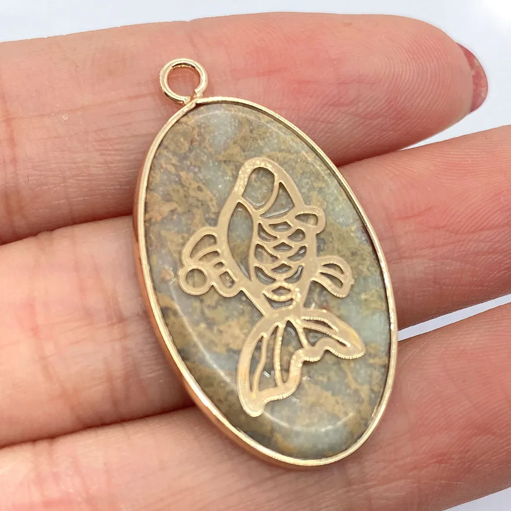 Подвеска из натурального полудрагоценного камня овальная подвеска одного