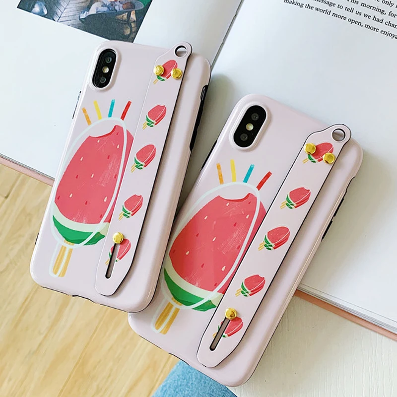 GYKZ Забавный арбузный мороженое чехол на запястье для iPhone 6 6s X XS MAX XR 7 8 Plus Мягкий