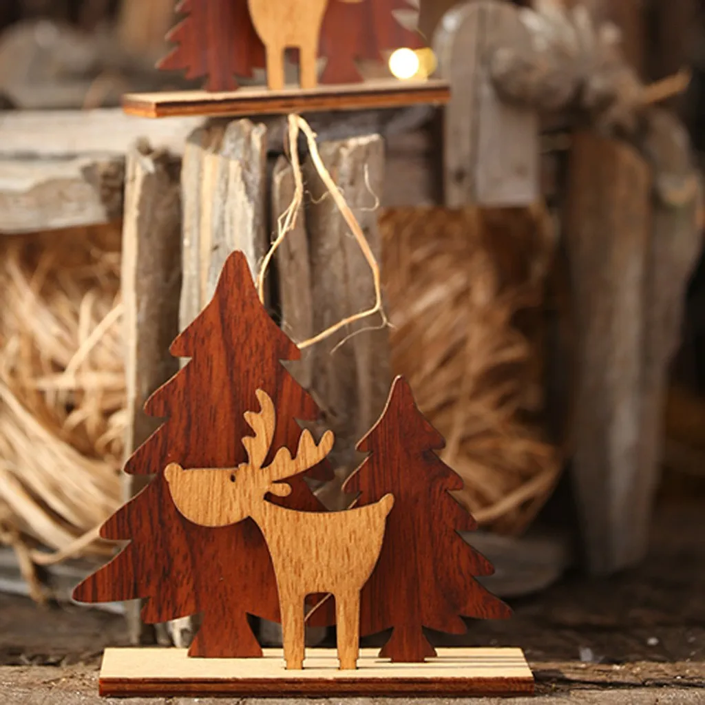 2020 деревянные Мини Рождественские елки настольные украшения комбинированные