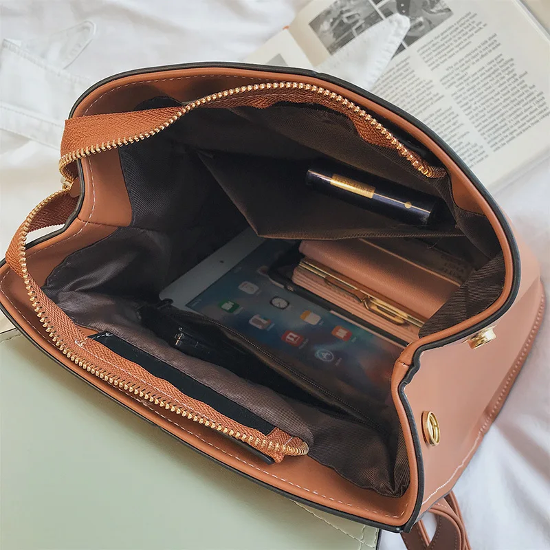 Autumn and winter women's bag high quality PU stitching color fashion hand student Messenger bags discount | Багаж и сумки