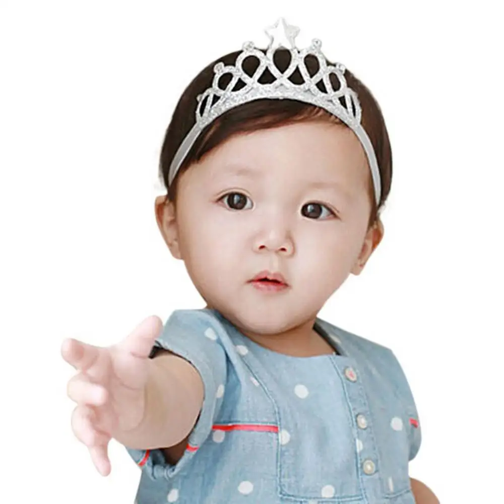 

Newborn Child Birthday Anniversary Headdress Fashion Baby Girls Princess Crown Elastic Cloth Headband Hair Band Photo Prop