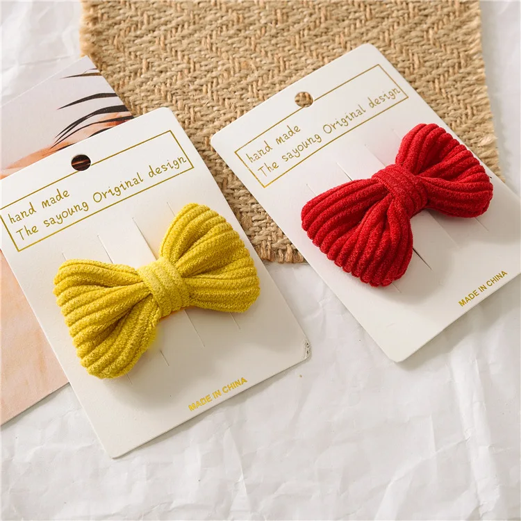 

New Candy colors bow hairpin Cotton art Cute girl baby Korean headgear girl Knotted BB clip hairpin hair accessories