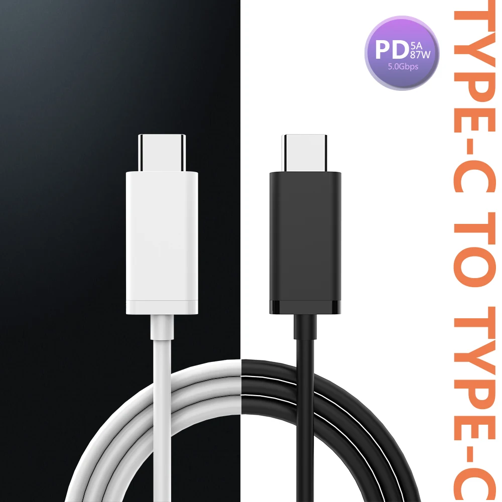 5A 87W USB Type C to Type C PD Cable for Redmi K20 Note 7 Pro Fast Charge Type-C Cable for MacBook Pro Samsung Huawei USB-C Wire