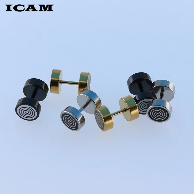 ICAM Мода 1 пара/лот 3 цвета серьги-гвоздики из нержавеющей стали Панк штанга форма