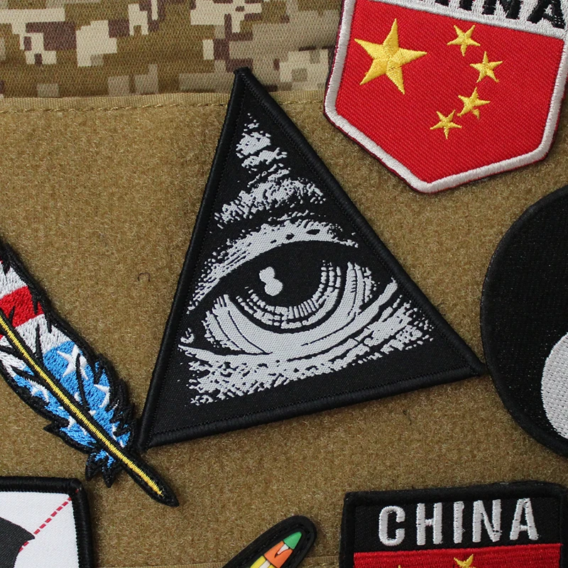 Военная нашивка 1 шт. треугольное плетение тактический значок видящий глаз Бога