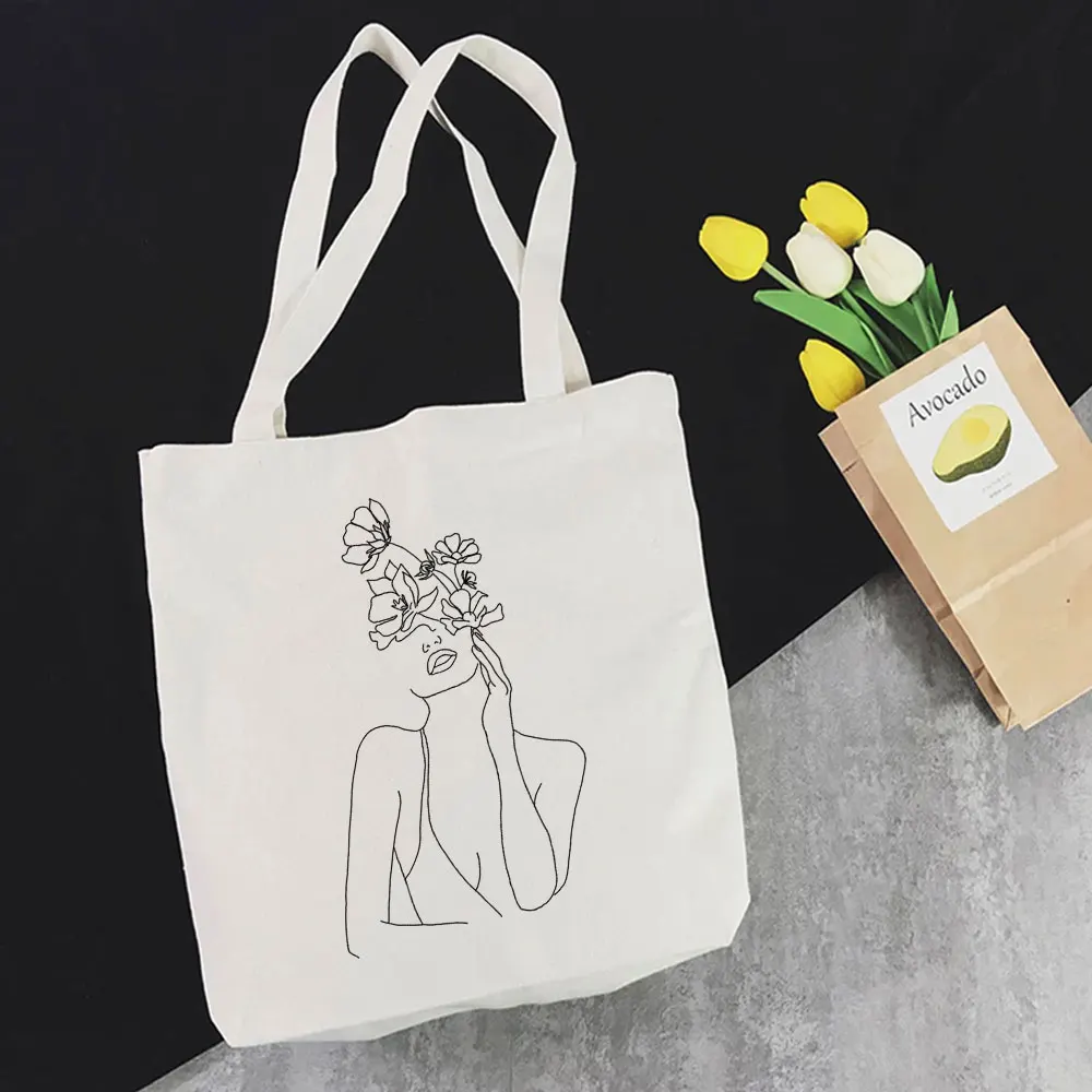 

Женская Холщовая Сумка-тоут с абстрактным принтом, в Корейском стиле