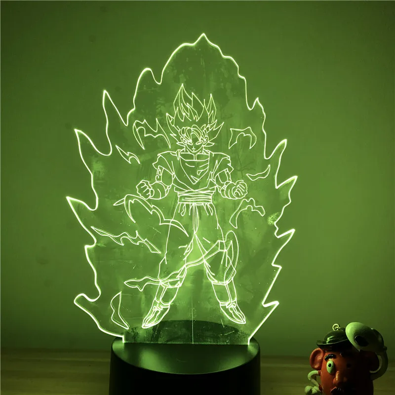 Dragon Ball Z Вегета ГОКу супер сайян, «Жемчуг дракона 3D светодиодный Ночной светильник 7 цветов сенсорный оптический Иллюзия фигурку настольная лампа украшения