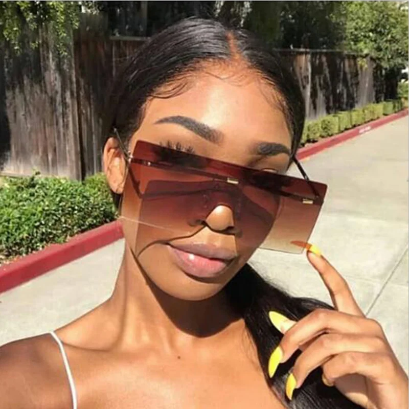 

Oversized Rimless Sunglasses Fashion Women Metal Gradient Sun glasses Luxury Lady Sunglass Eyewear UV400 Shades gafas de sol