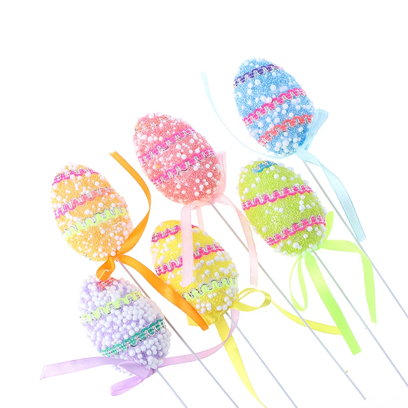 

6Pcs/set Easter Egg Egg Stick Easter Decor Ornaments Wedding Party Home Decor