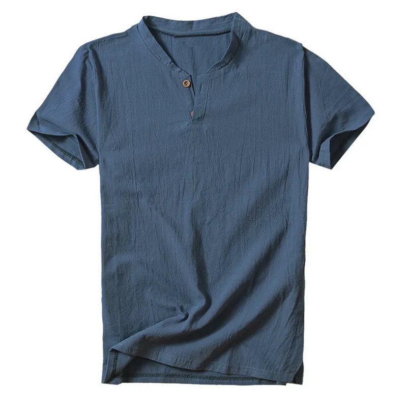 CYSINCOS мужская хлопковая льняная футболка 2019 летняя однотонная Повседневная
