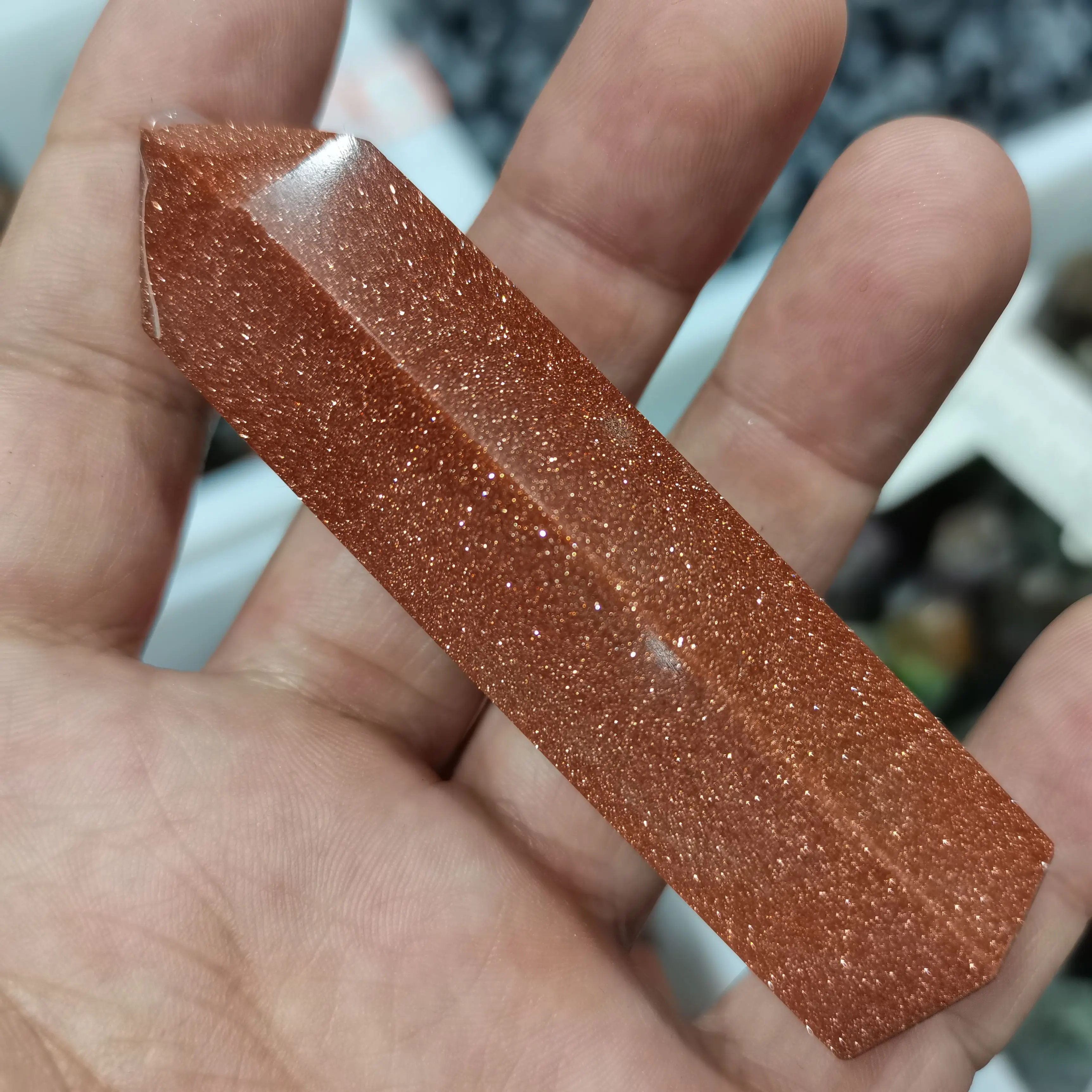 

7-8 см Бесплатная доставка натуральный золотой песок драгоценные камни камень без отверстия Шестигранная остроконечная Рейки Чакра палочка...