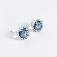 authentic s925 sterling silver pan earring classic blue bright earrings for women wedding party gift fashion jewelry