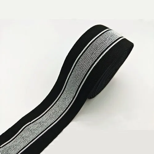 4cm Black Silver 40 мм нейлоновая красочная резиновая резинка полосатые плечевые нижние ремни для тесьма для одежды Швейные DIY аксессуары для одежды 1 м - Цвет: 4cm Black Silver