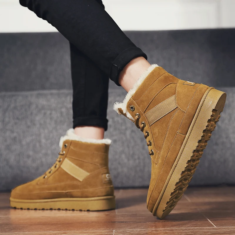 Кожаные ботинки для снежной погоды мужские короткие Мужская обувь из хлопка