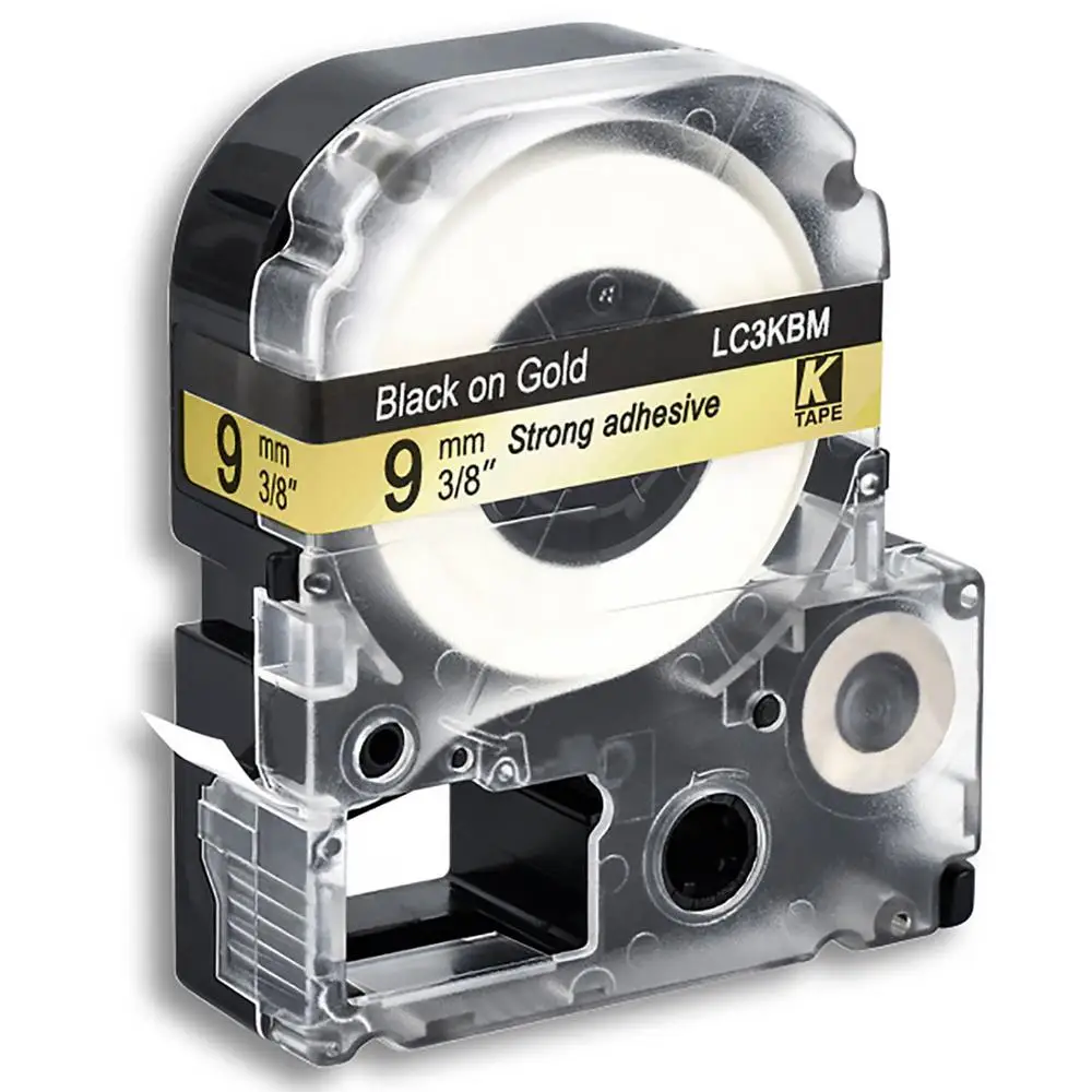 CIDY 1 шт. 9 мм черный на белом SS9KW/LC-3WBN LC-3WBN9 LC 3WBN лента для kingjim/epson Для LW300 LW400 с Заводской ценой - Цвет: black on gold