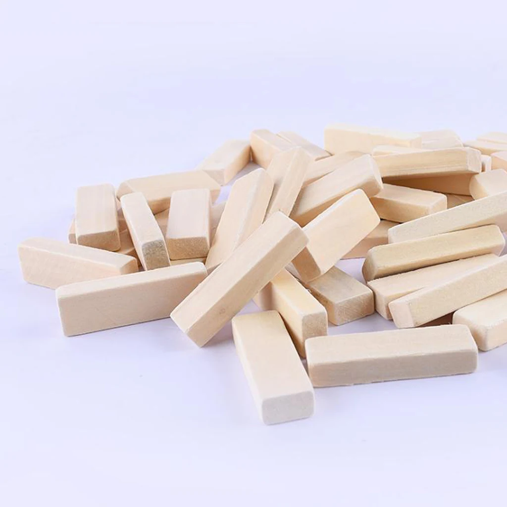 

50 Pieces 2.01 X 0.63 X 0.35 Inch Natural Wooden Building Blocks for Children