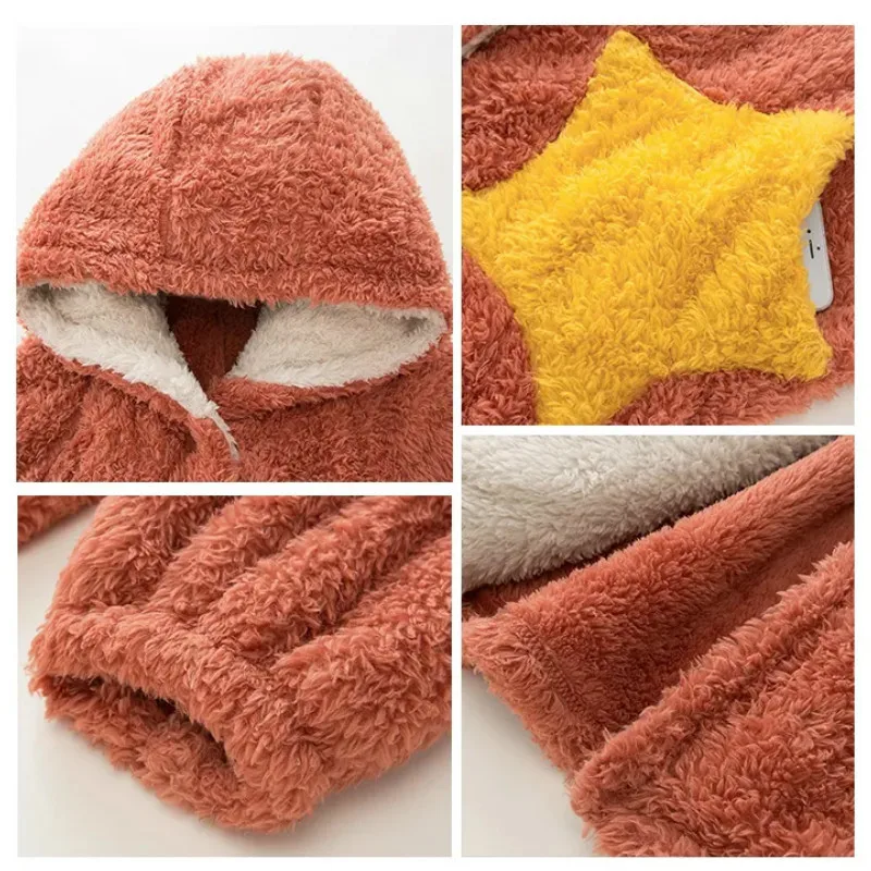 

Winter Coat Women Oversized Long Coat Wool Blanket Hoodie Warm Flanne