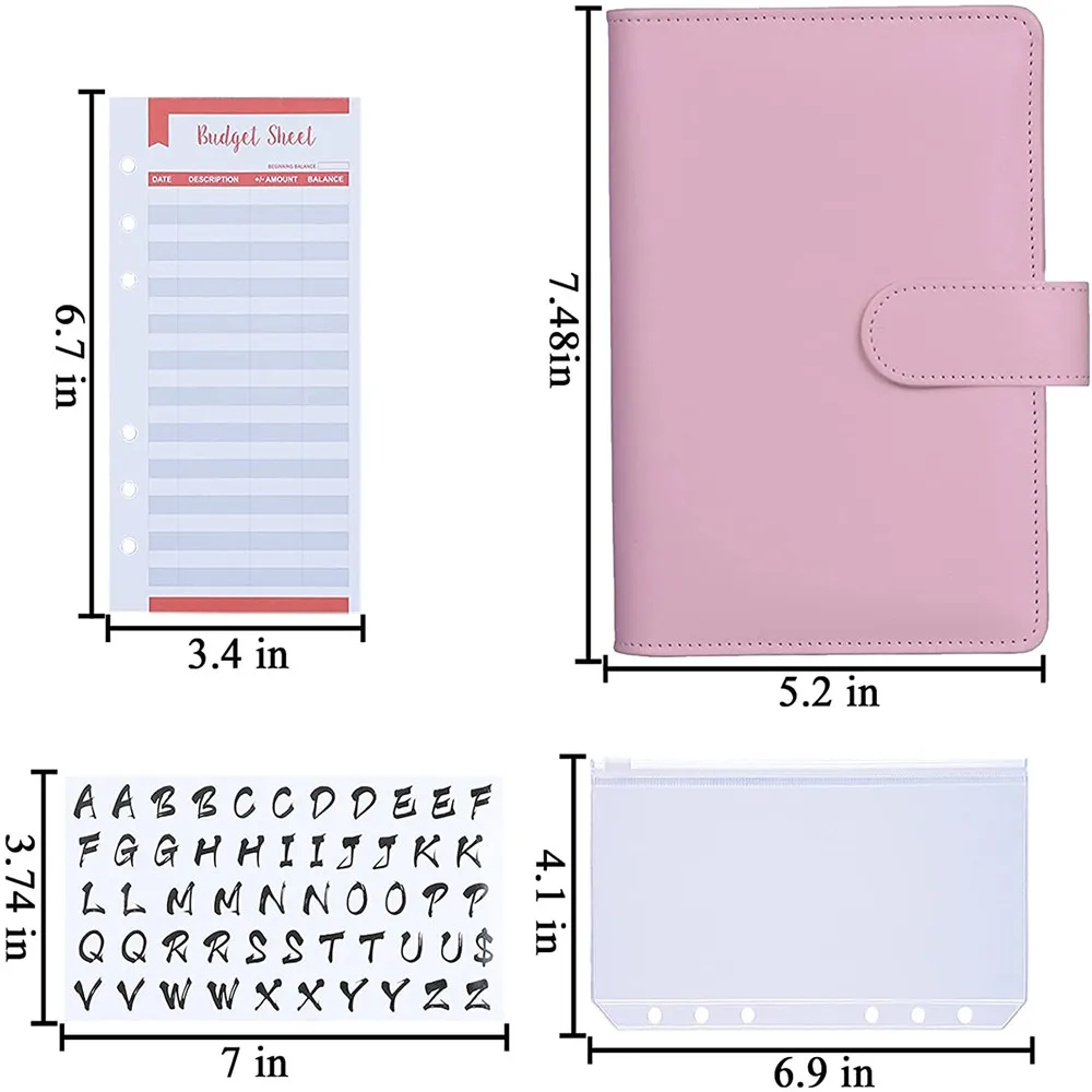2021 A6 Pu Leather Binder Budget Macaron Notebook Planner Organizer With Expense Sheets And Letter Sticker For Stationery | Канцтовары