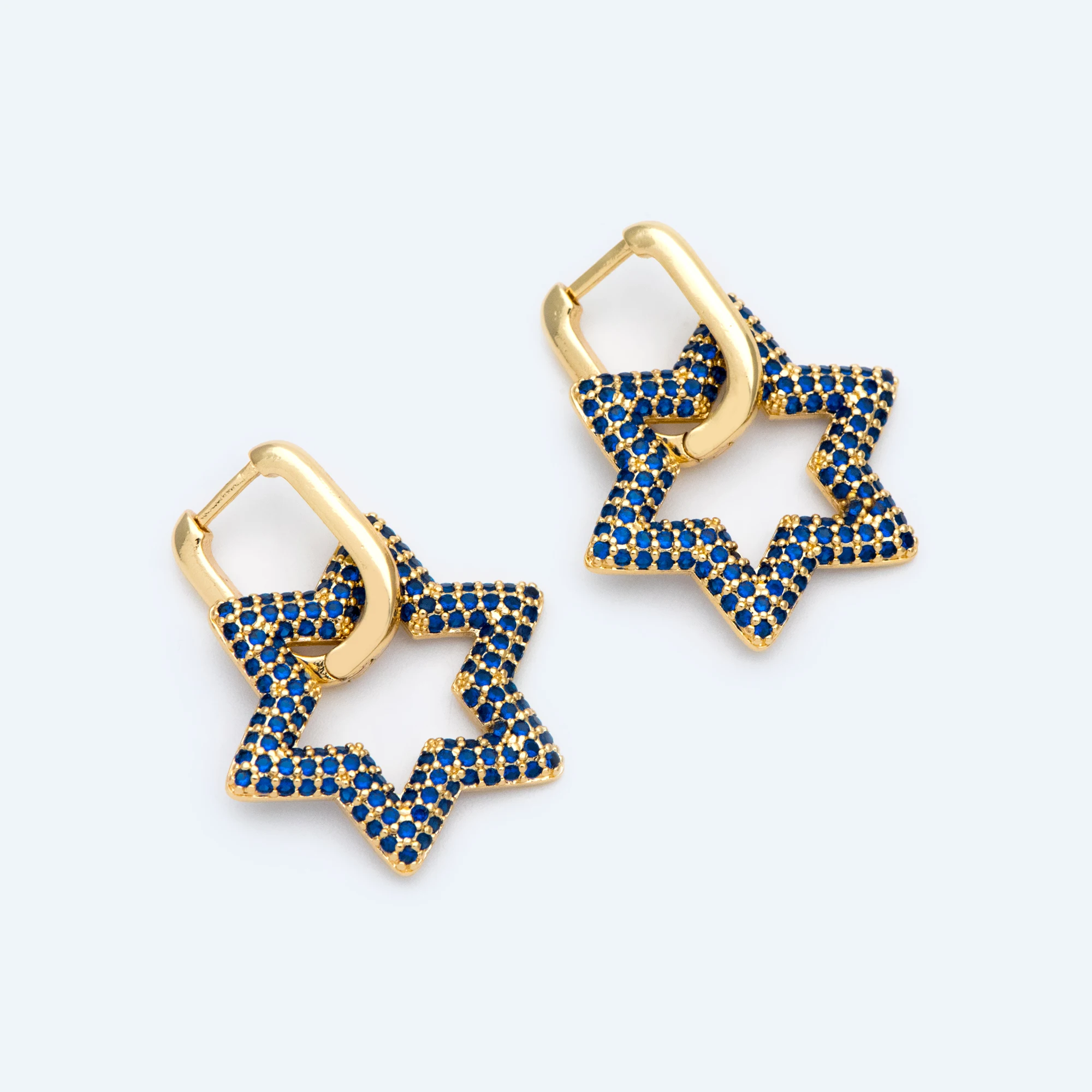 4 шт CZ проложенные синие шестиконечные звездочки левербэк крючки для ушей Звезда