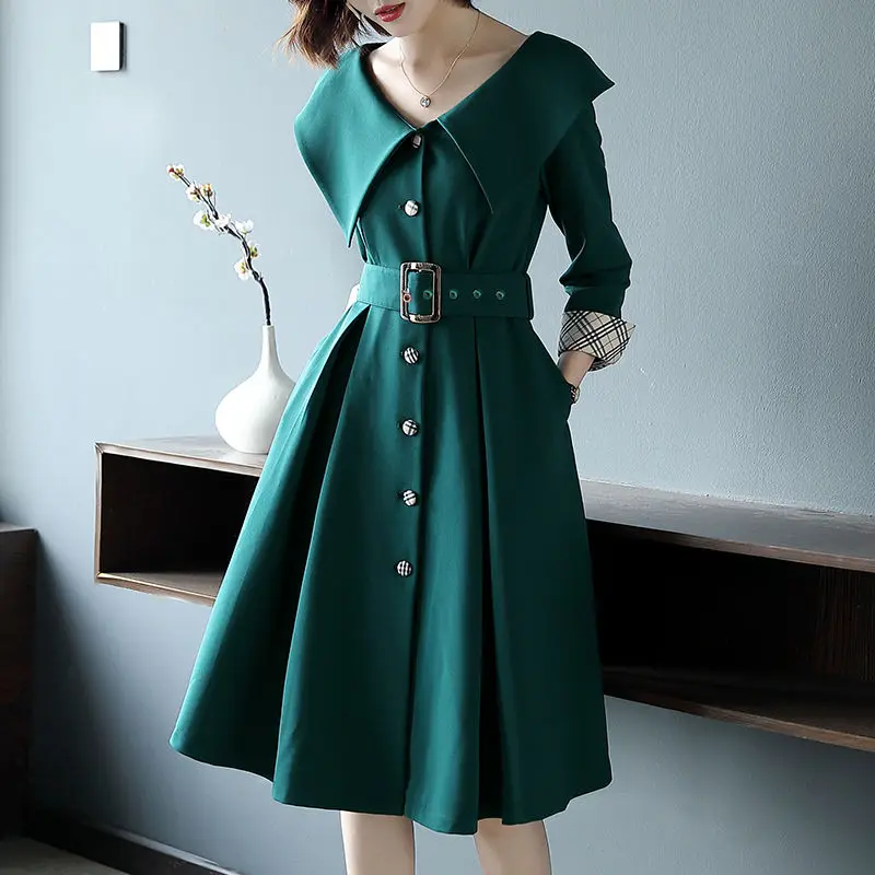 Осенние женские платья с длинным рукавом большие размеры s xl для офиса девушек