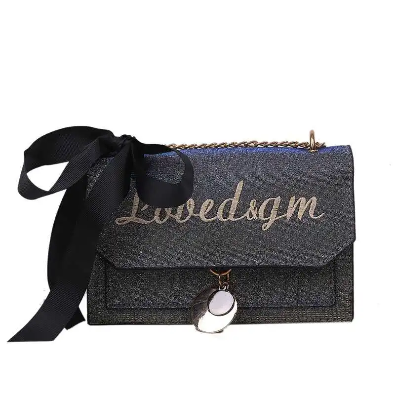 

Маленькая женская сумка, новинка 2020, модная Корейская версия, сумка-мессенджер с надписью и блестками, Повседневная сумка на цепочке, сумка ...