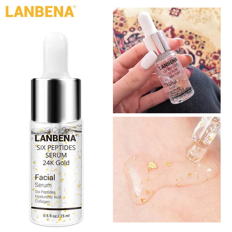 LANBENA 24K Gold Six сыворотка с пептидами крем для лица против старения подтяжка морщин для укрепления, отбеливания, увлажнения лечение акне уход за кожей