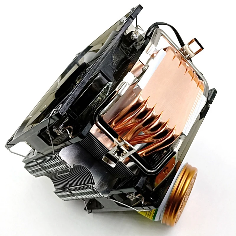 Кулер для процессора вентилятор 12 см 6 медных тепловых трубок 3 контакта радиатор