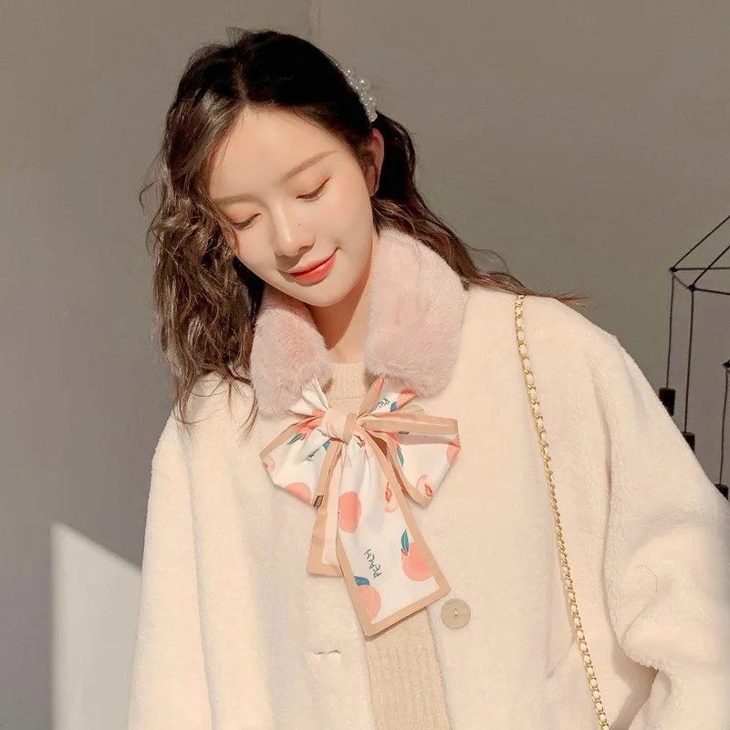 Женский зимний меховой шарф-кольцо Леопардовый ленточный шарф женские