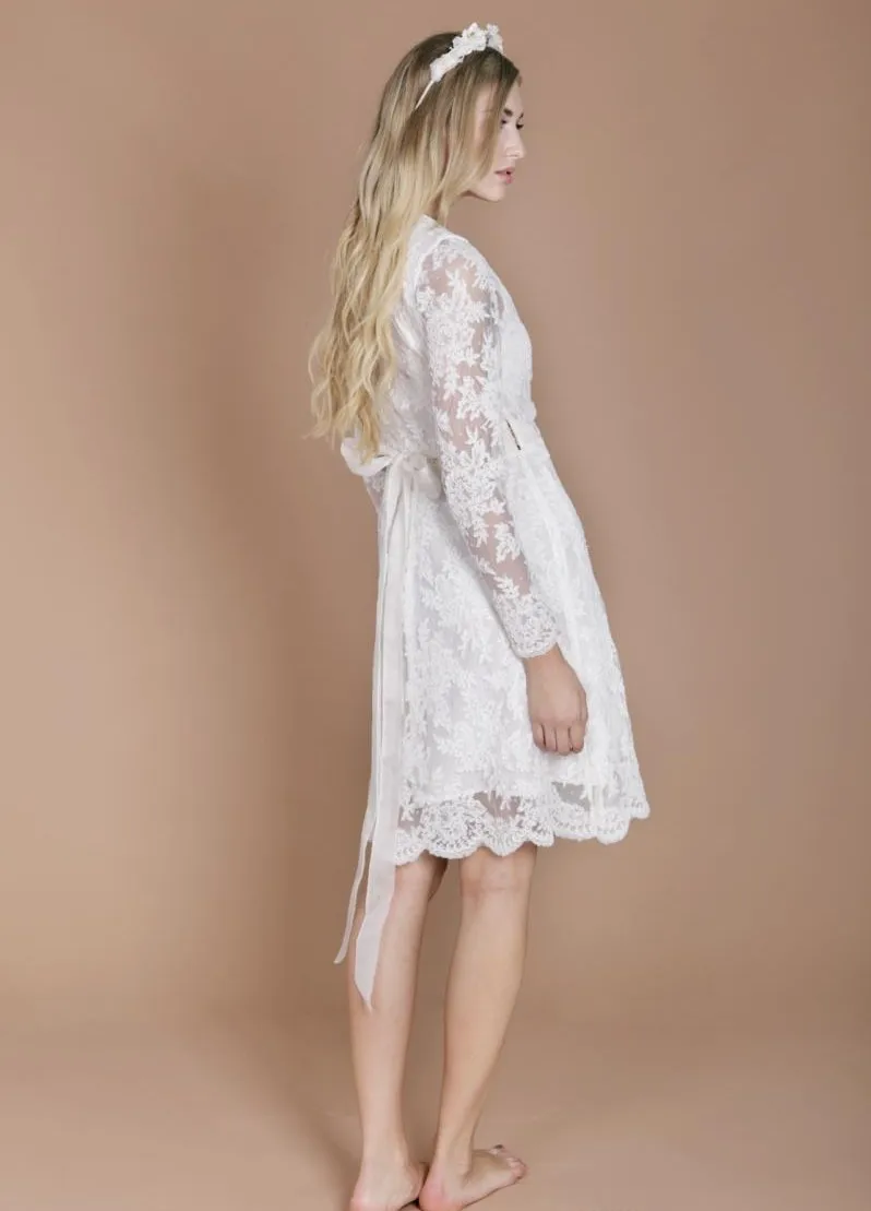 Женское свадебное платье с длинным рукавом винтажное ТРАПЕЦИЕВИДНОЕ до колен