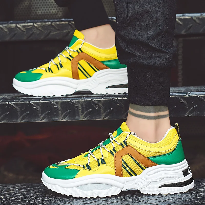 2019 Hot Style Men Sneakers Height Increasing Yellow Running Shoes Breathable Jogging Colors Sport Male Fitness Cool Shoe | Обувь