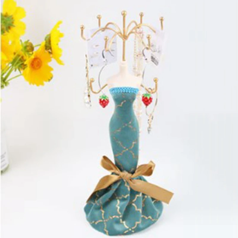 Держатель для ювелирных изделий в форме платья изысканный позолоченный Павлин