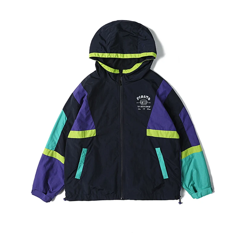 Осеннее Новое дизайнерское цветное пальто модная куртка с капюшоном и принтом