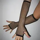 Перчатки женские сетчатые, кружевные, без пальцев, в стиле панк, готика, танцевальный костюм в стиле диско, черные, 2020