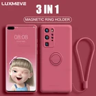 Силиконовый чехол с магнитным кольцом-держателем для Huawei P40 P30 P20 Mate 40 30 20 Pro P40 Lite Honor 20 30 Pro Nova 5T, мягкий чехол с жидкостью