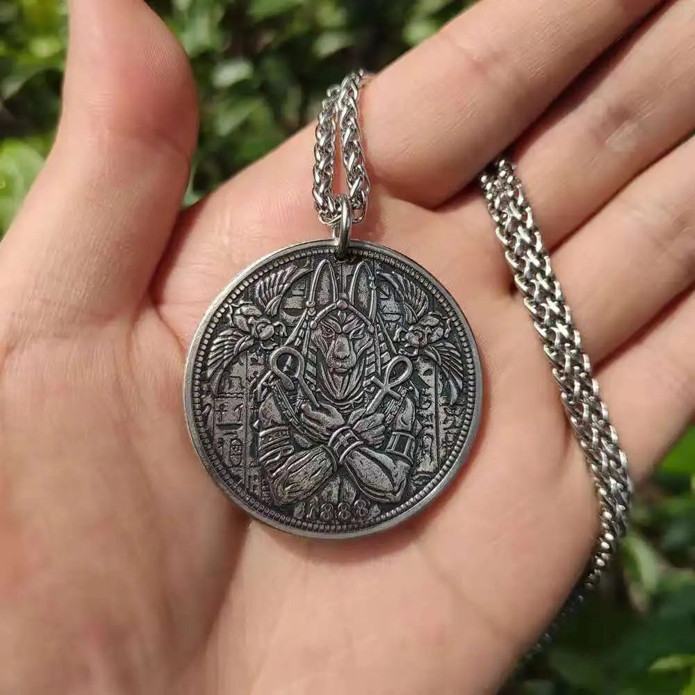 Египетский Мрачный Жнец Фараон анубис голова волка ожерелье удерживатель ретро