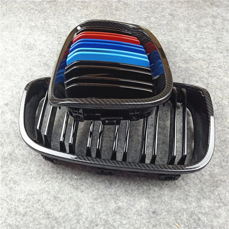 

Car Styling Kidney Mesh Front Grille For BMW 1 Series F20 F21 2012-2014 Glossy Black/M Color Carbon Look Dual Line Car Grilles