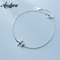 fashion s925 sterling silver bracelet inlaid zircon airplane pendant bracelet for woman charm jewelry gift