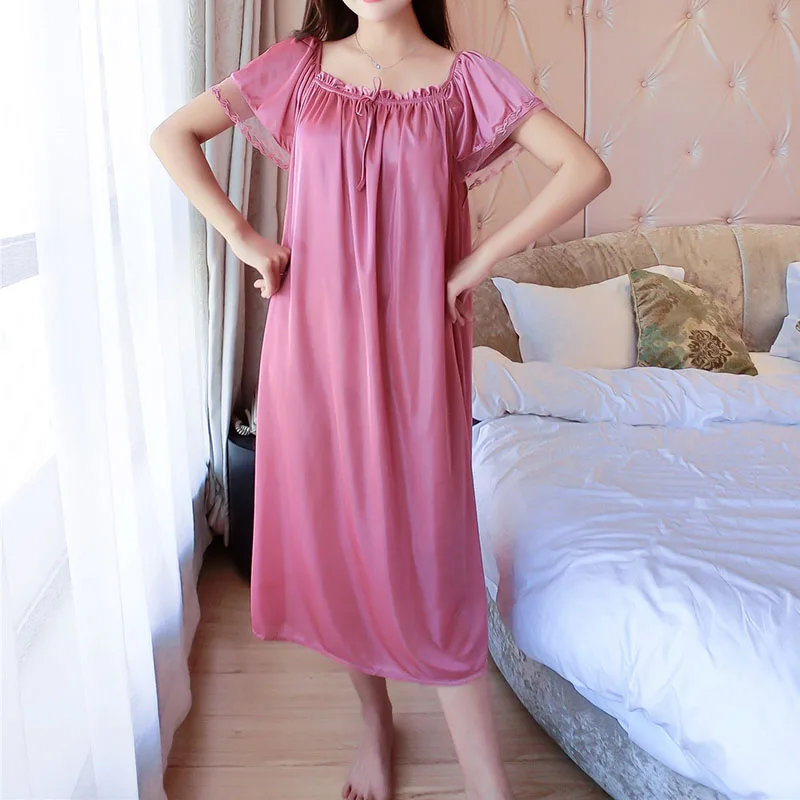 Новая модная женская ночная рубашка мягкое платье для сна с коротким рукавом и
