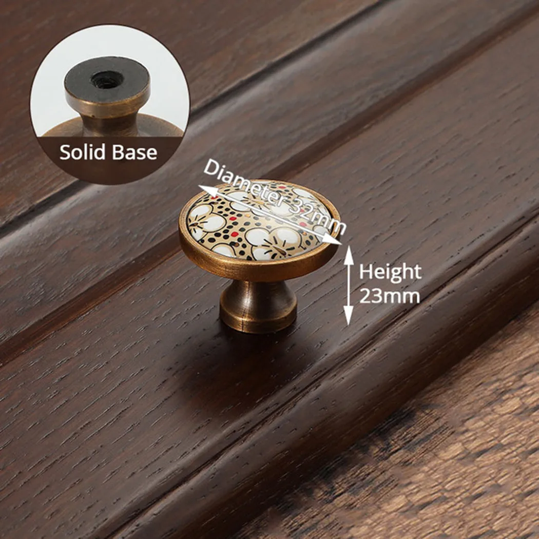 

Antique Bronze Ceramic Cabinet Handles Vintage Floral Pattern Drawer Knobs Wardrobe Cupboard Door Handles Furniture Handle