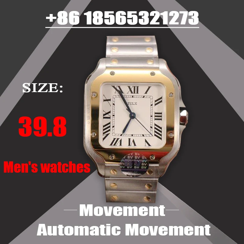 

Реплика мужских часов 39,8 мм автоматический механизм от лучшего бренда новые модные повседневные золотые серебряные часы